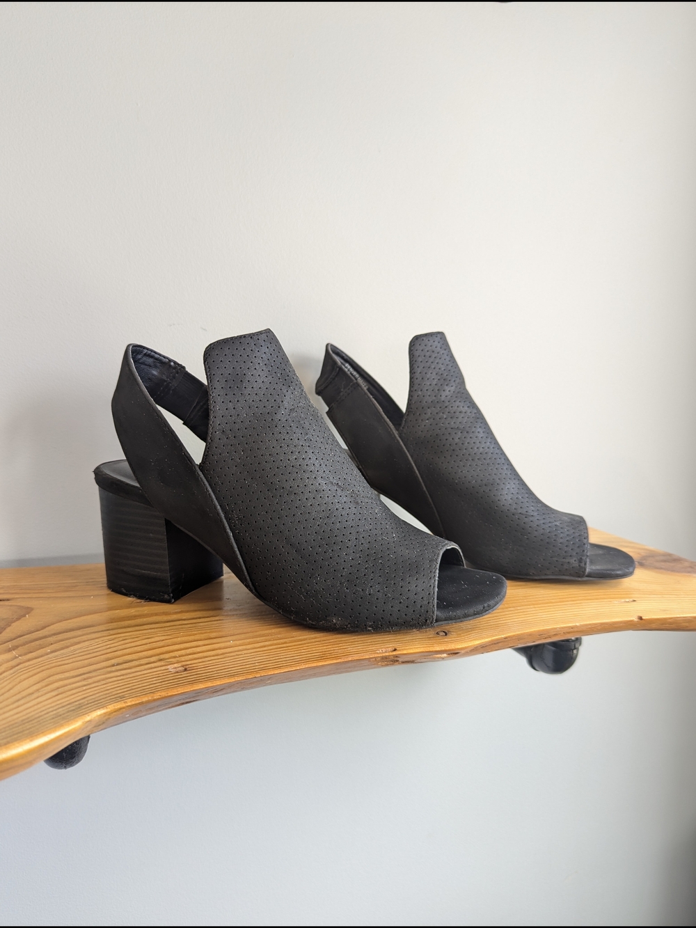 Women’s Black Peep-Toe Block Heel Slingback Shoes